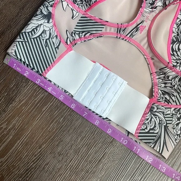 🧵Stella McCartney Adidas sports bra *Altered! chrysanthemum white black pink - Picture 10 of 11